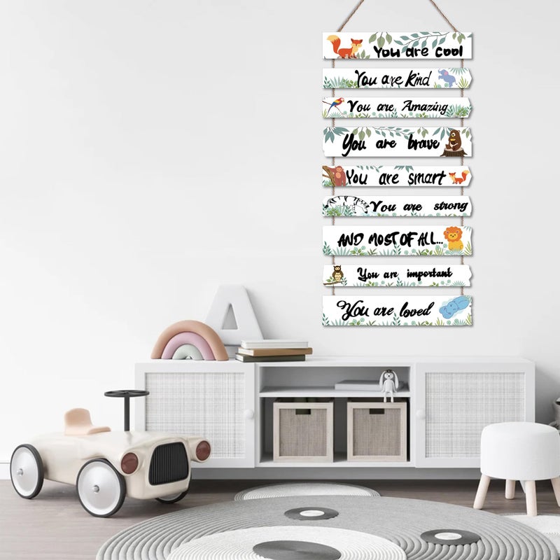 JEVUVU Woodland Nursery Room Decor for Baby Bedroom - Jungle Safari Animal Theme Wall Decor for Toddler Boy or Girl - Colorful Elephant Giraffe Lion Forest Wall Art Decorations - Image 4